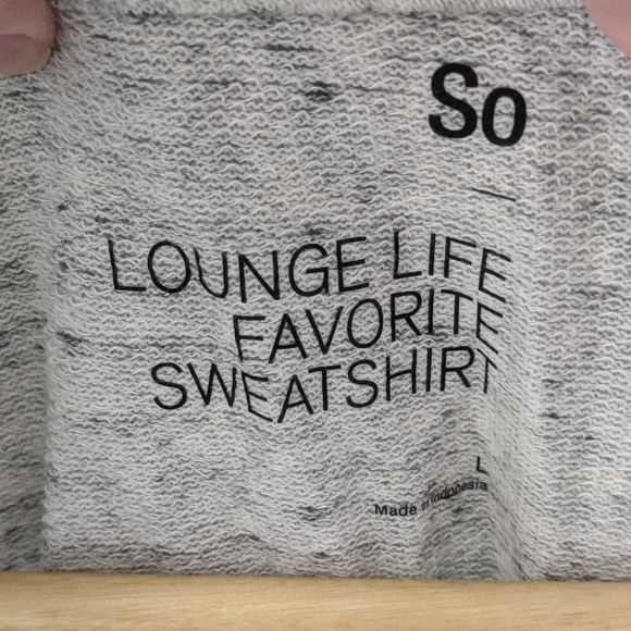 SO I NWT Heather Gray Zippered Lounge Life Hoodie Sweatshirt, L - Picture 7 of 11